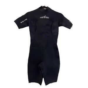 BARE 2mm Crush Shorty Women's Wetsuit Sz 8 Black Hibiscus Diving Scuba Surfing